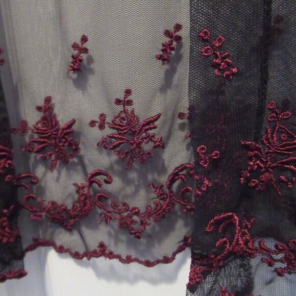 Morbid Threads Long Skirt Vintage Embroidered Black & Red Roses Flowers Goth - Picture 12 of 16
